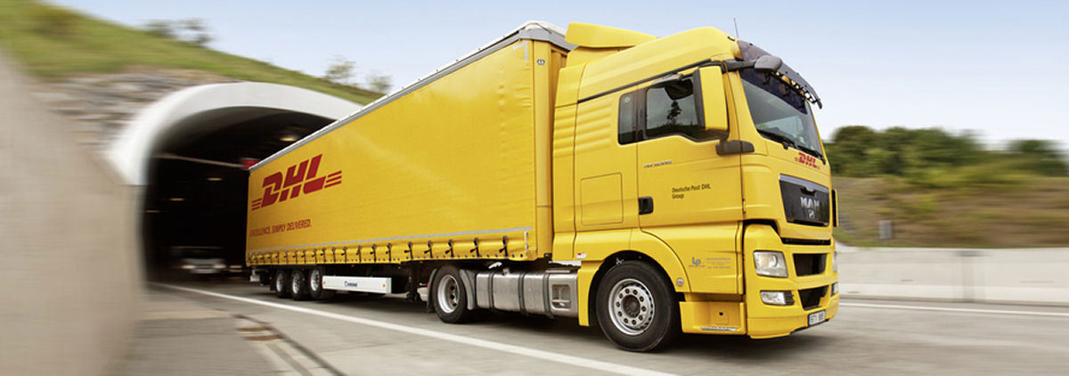 DHL vehicle exiting tunnel