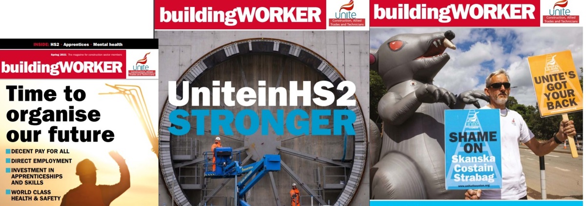 buildingWORKER magazine front covers