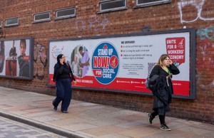 Social care campaign billboard at 2026 Labour conference